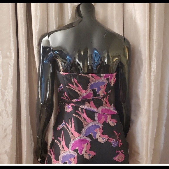 VINTAGE BETSEY JOHNSON SILK STRAPLESS BALLERINA MIDI DRESS 90s y2k FAIRYCORE - Picture 5 of 10